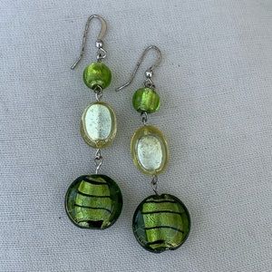 Glass beaded pierced earrings from Italy